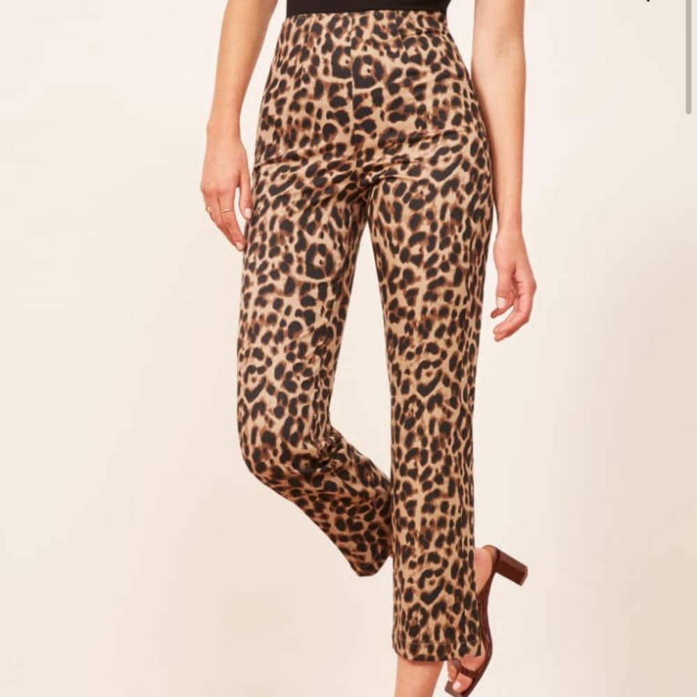 Reformation marlon pants- leopard. Size 4p